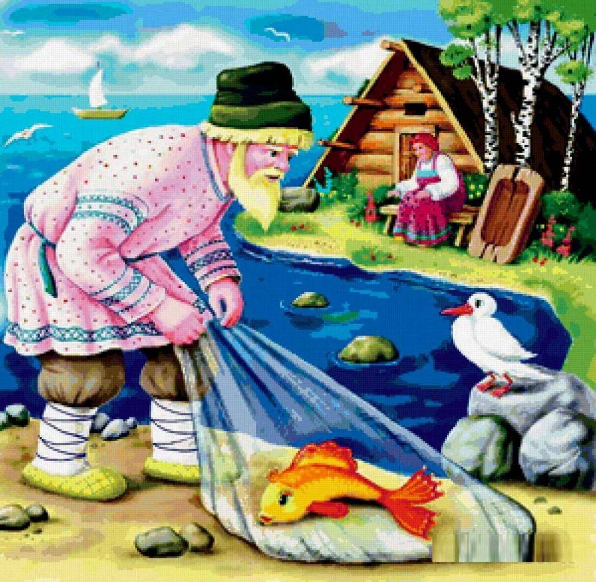 Иллюстрация к сказке о рыбаке и рыбке #19