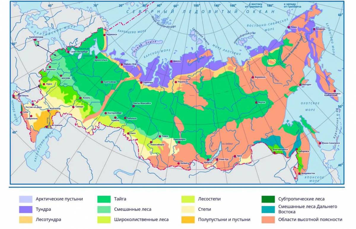 Карта природных зон россии 4 класс окружающий мир #10