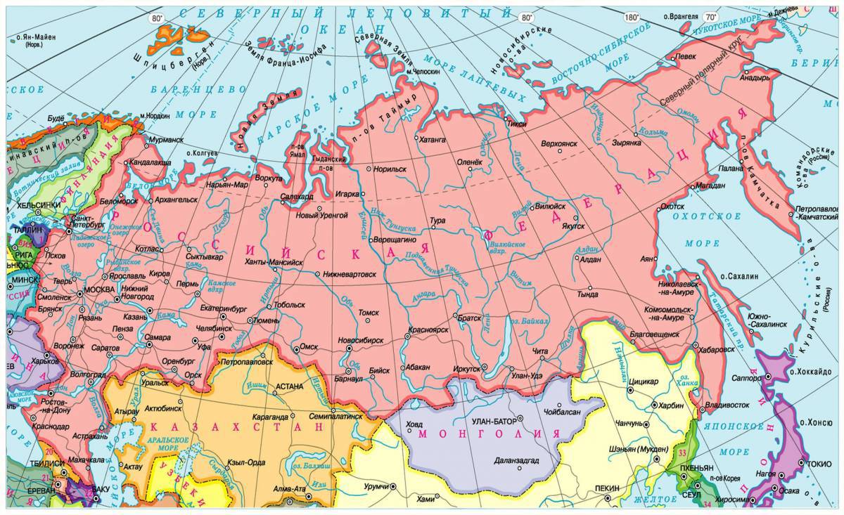 Карта россии с городами #1