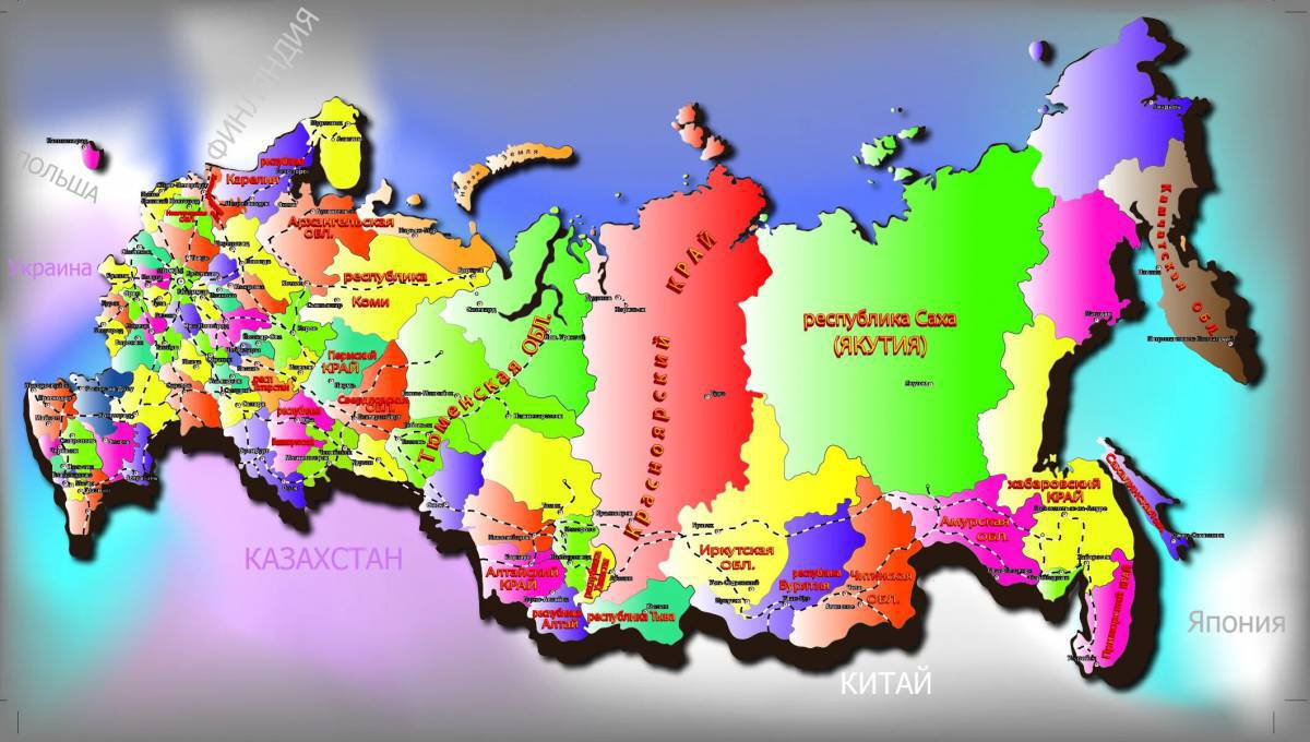 Карта россии с городами #15