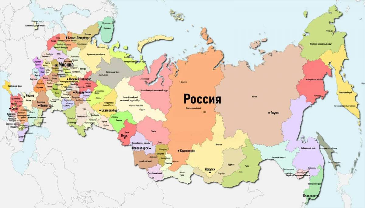 Карта россии с городами #18