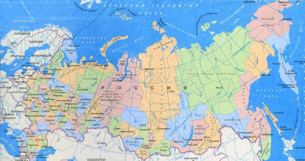 Карта россии с городами #37