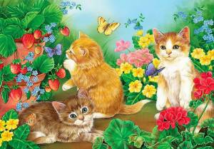 Раскраска кошка с котятами для детей #16 #352911