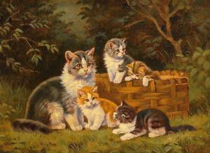 Раскраска кошка с котятами для детей #35 #352930