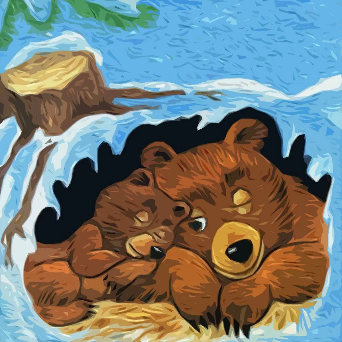 Медведь в берлоге зимой для детей #9
