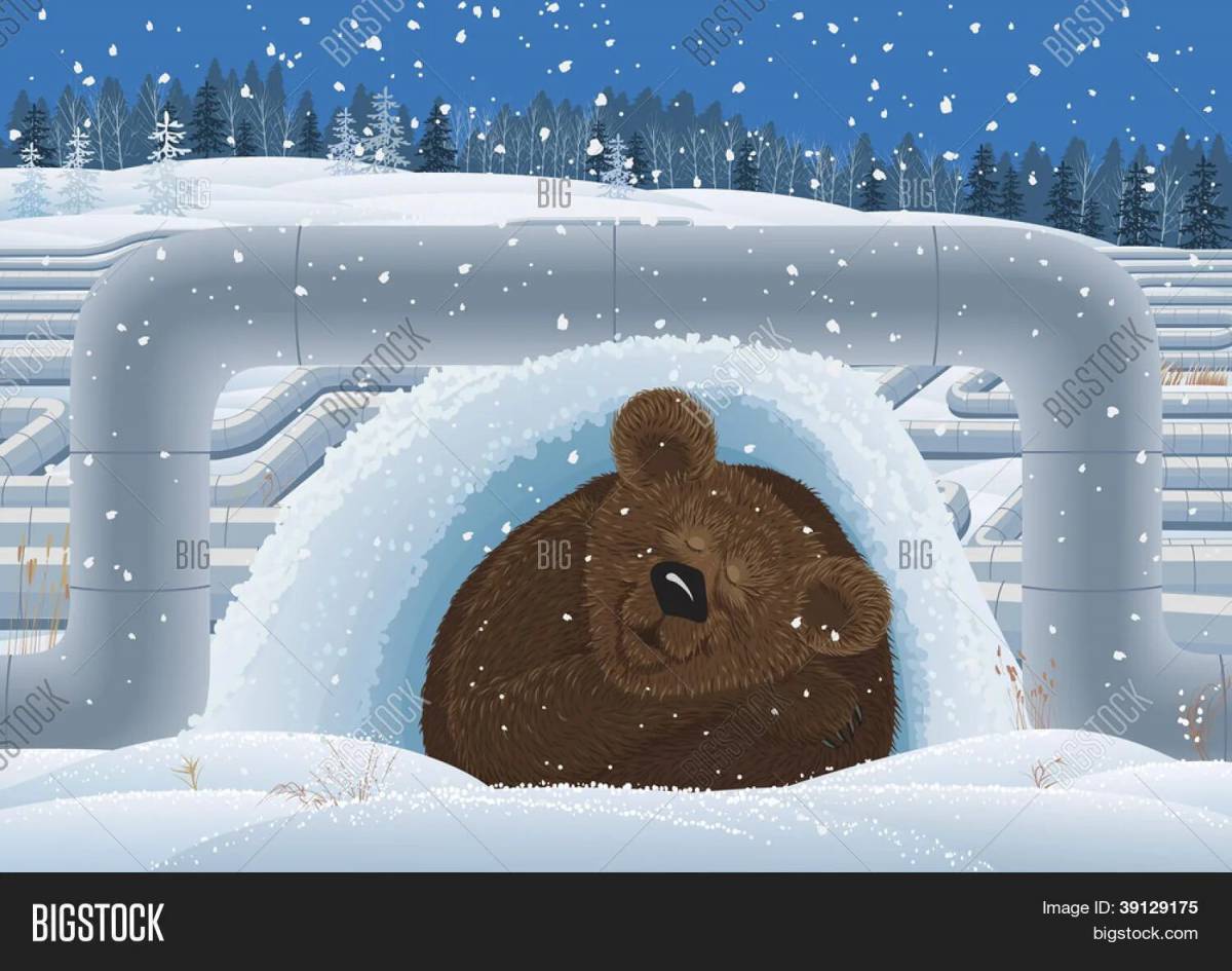 Медведь в берлоге зимой для детей #18