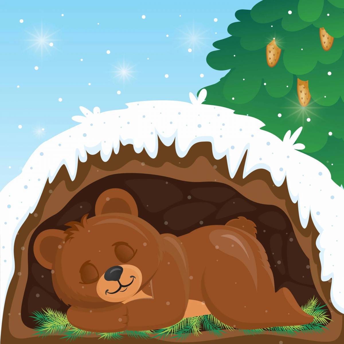 Медведь в берлоге зимой для детей #24