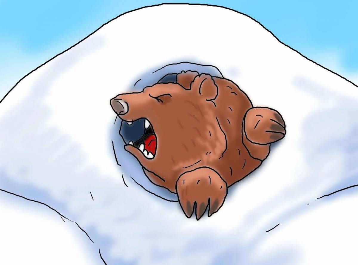 Медведь в берлоге зимой для детей #27