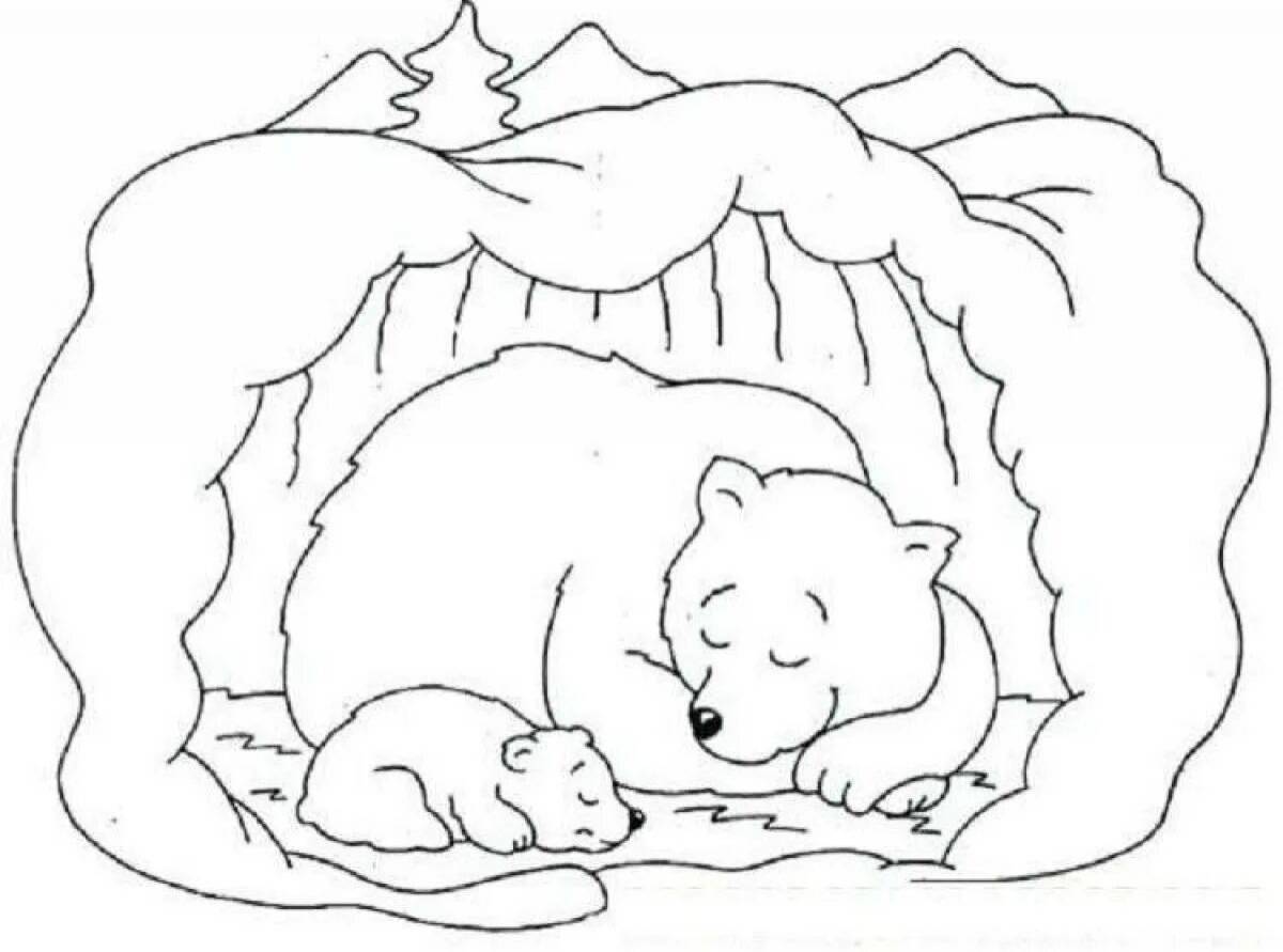 Медведь в берлоге зимой для детей #33