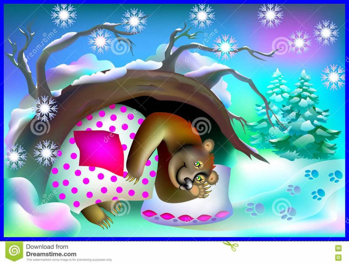 Медведь спит в берлоге для детей #9
