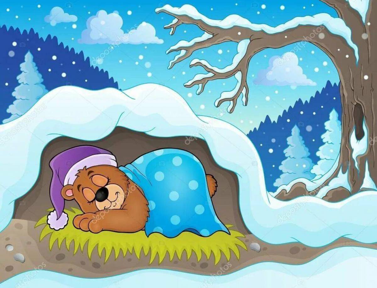 Медведь спит в берлоге для детей #36