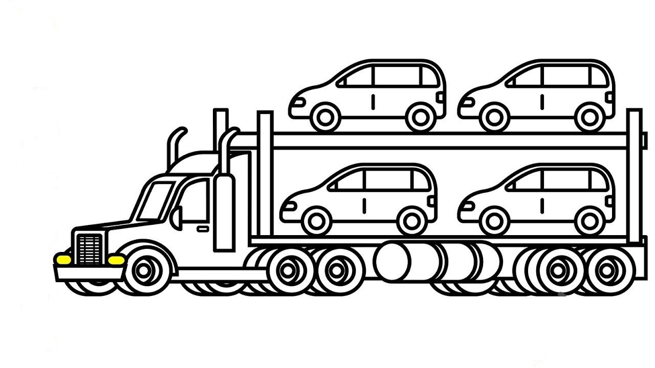 Car transporter coloring page