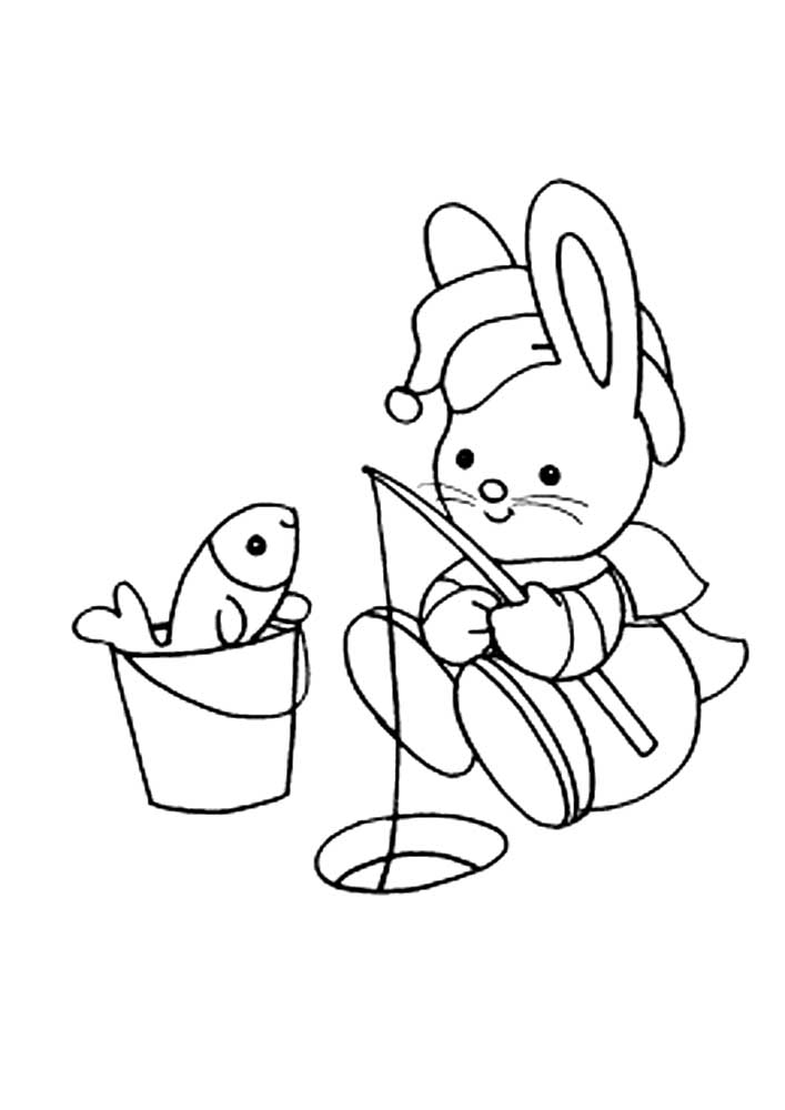 Photo Bunny with a fishing rod