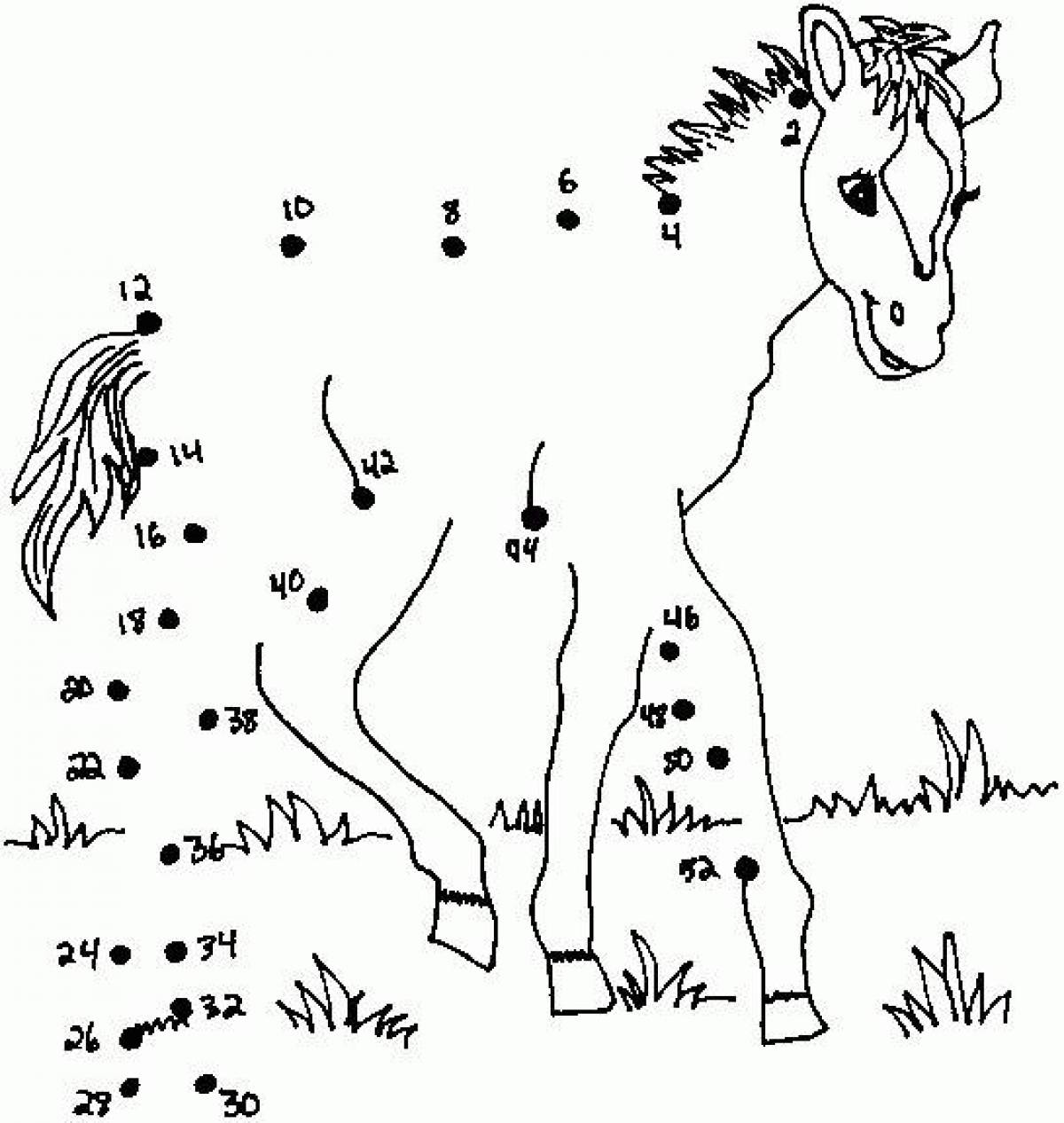 Рисунок по точкам лошадь