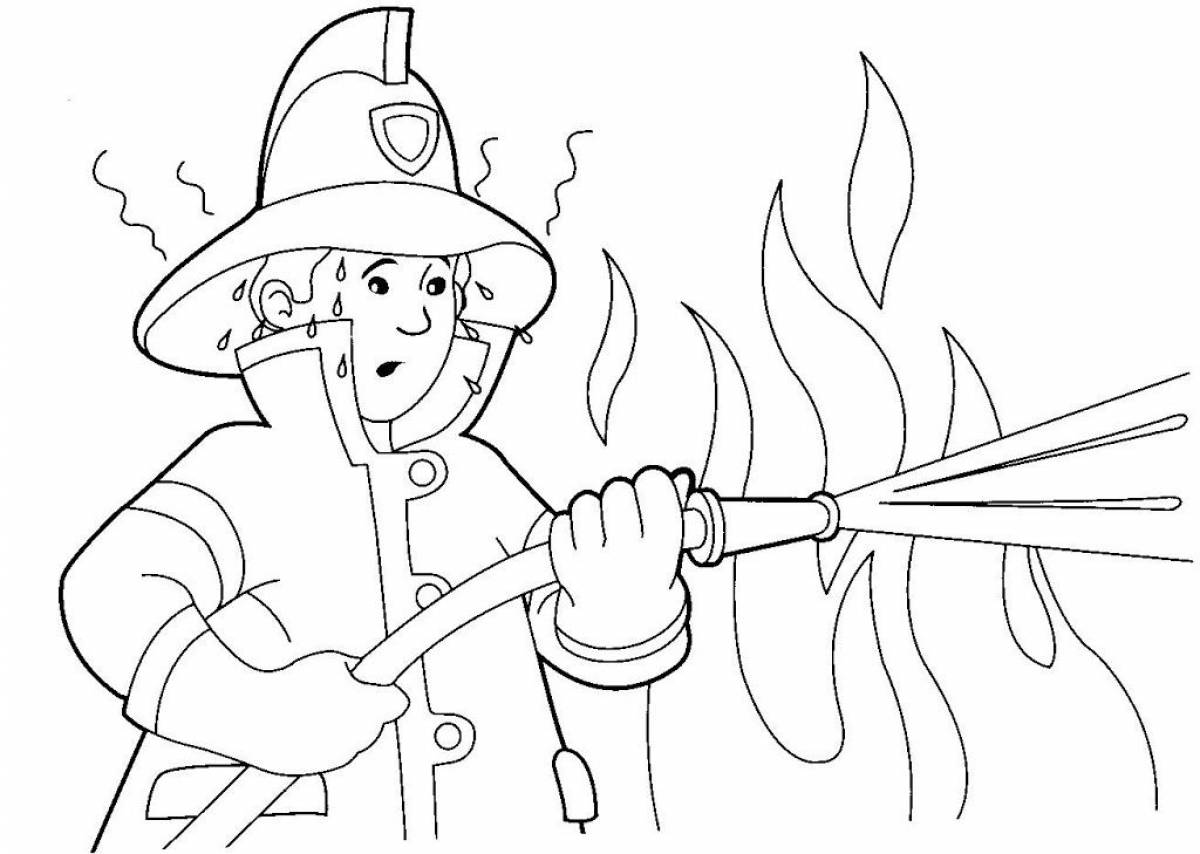 Раскраска пожарный для детей