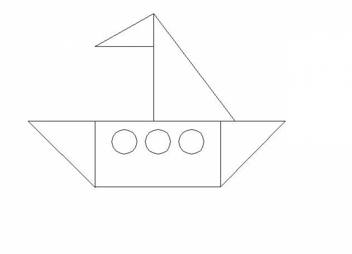 Корабль из геометрических фигур картинка