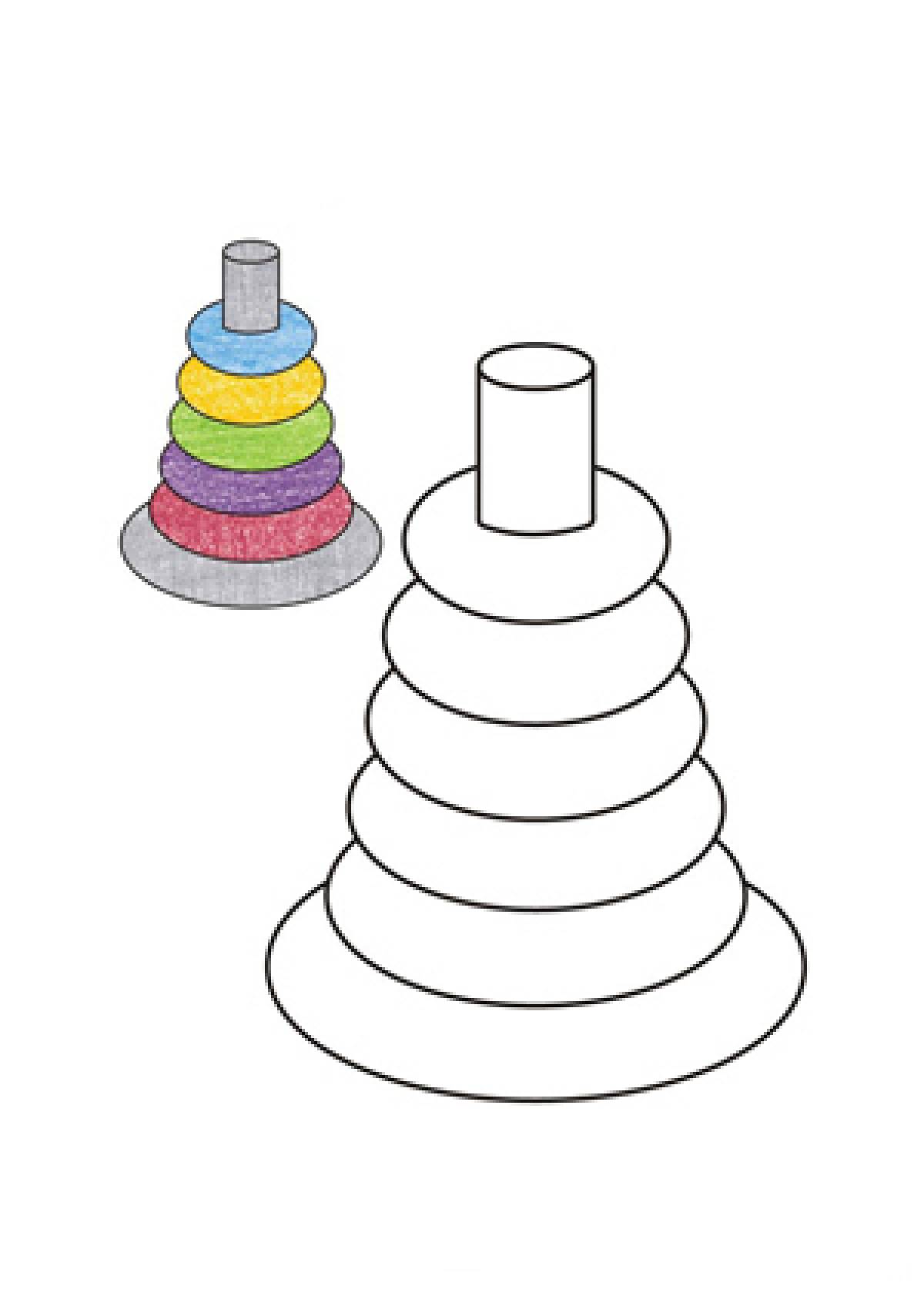 Разноцветные пирамидки раскраска