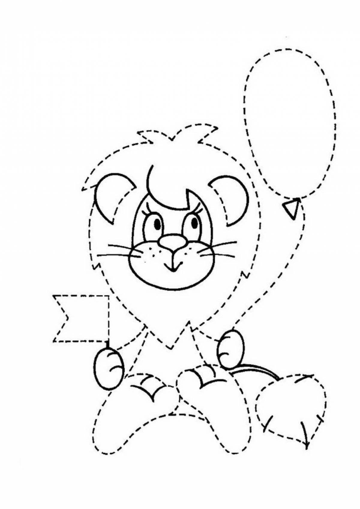 Lion cub with a balloon