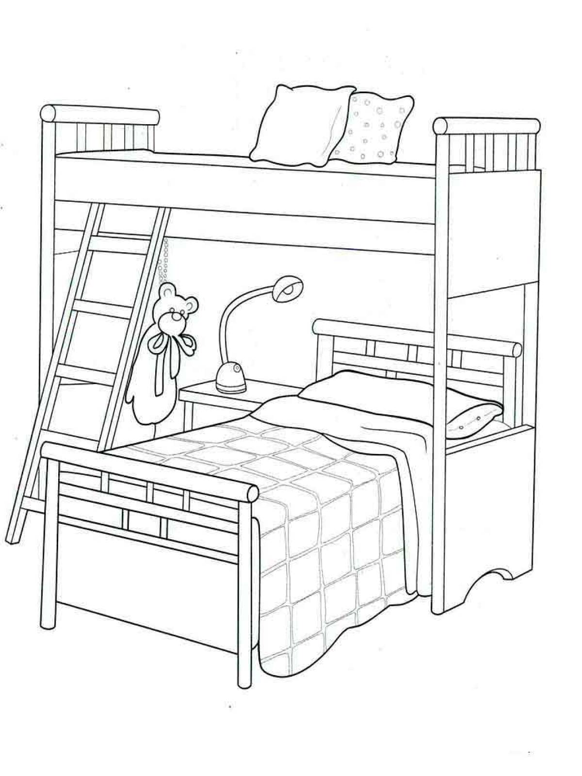 Photo Bunk bed coloring page