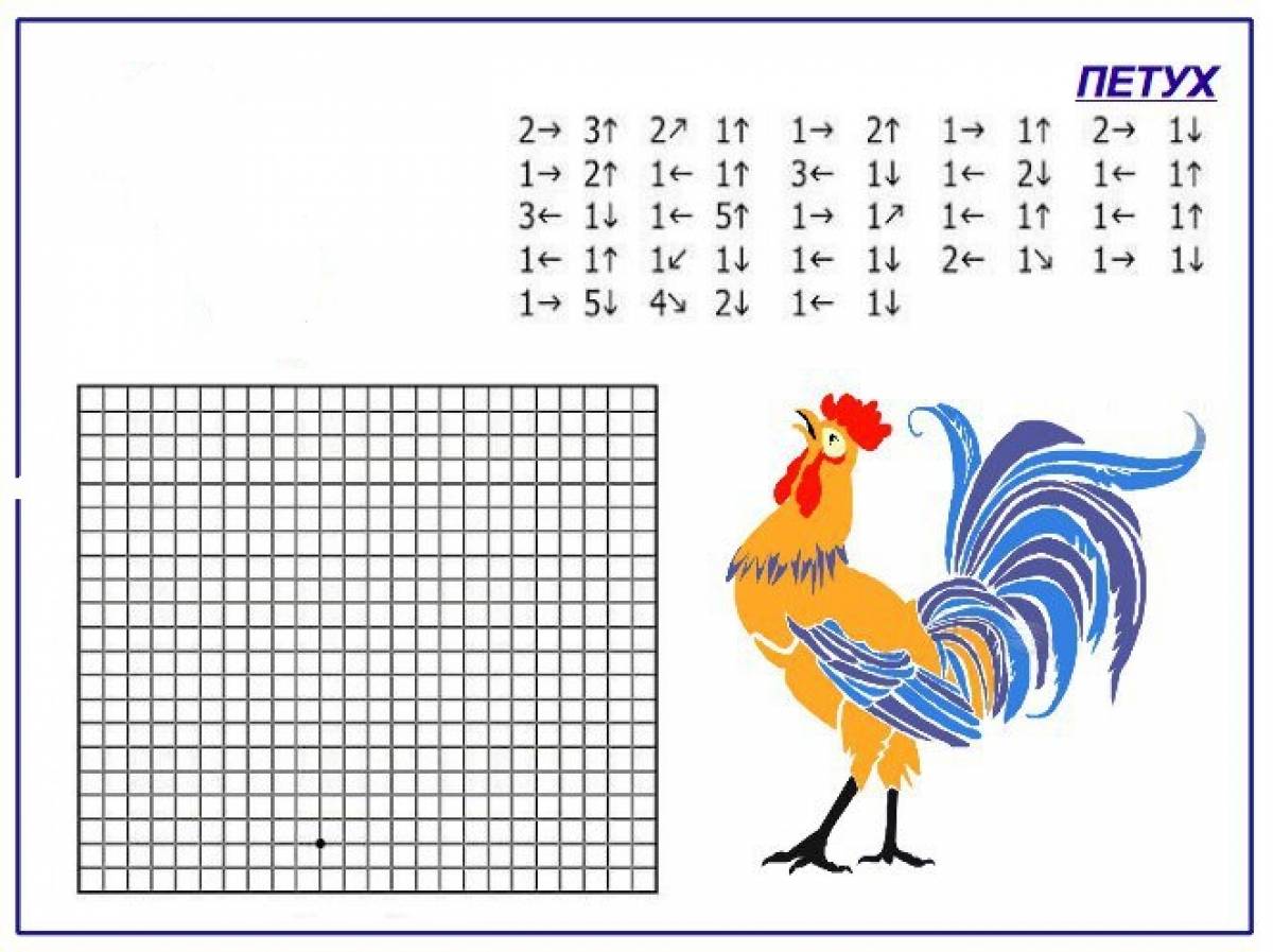 Graphic dictation rooster