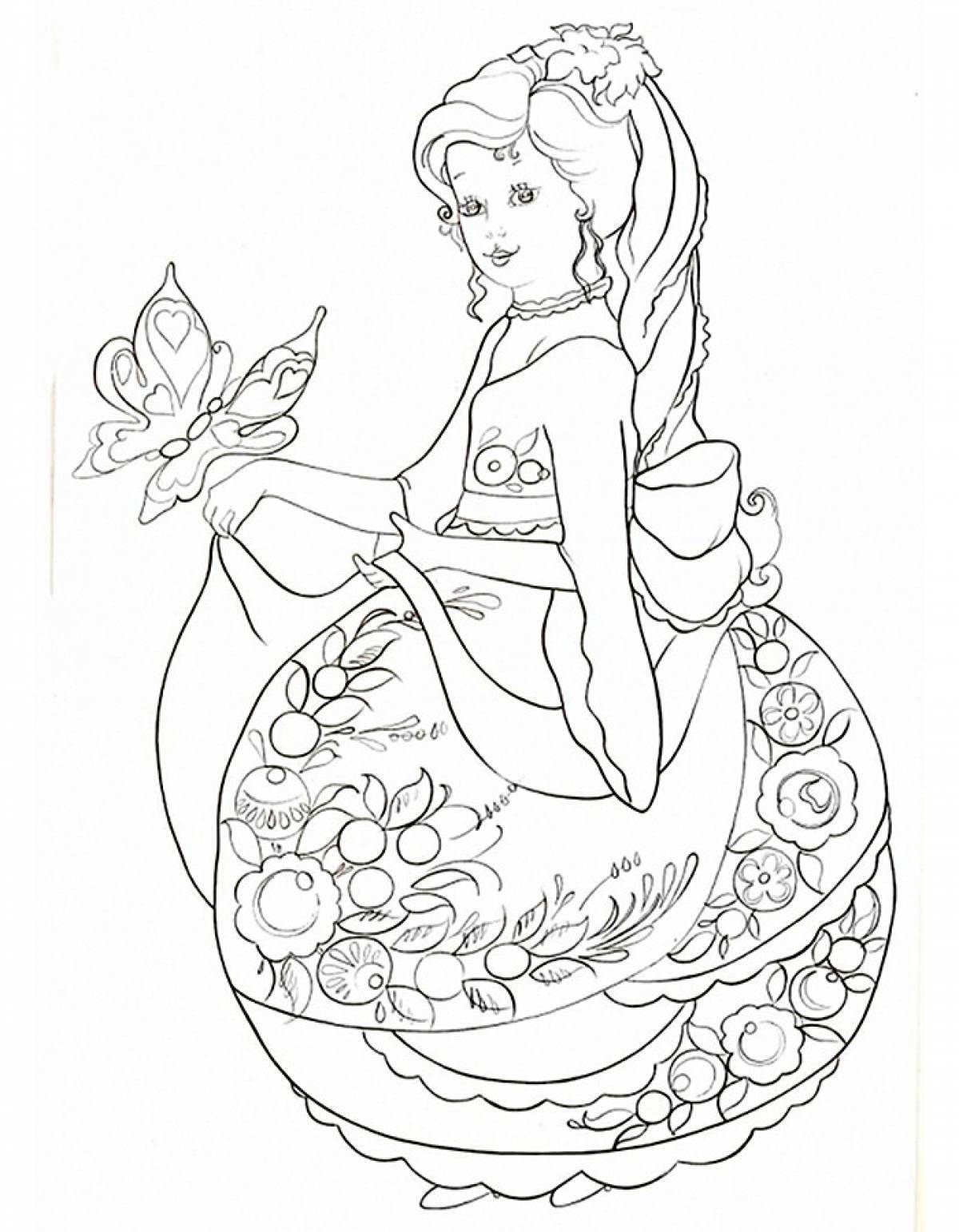 Antistress girl coloring page