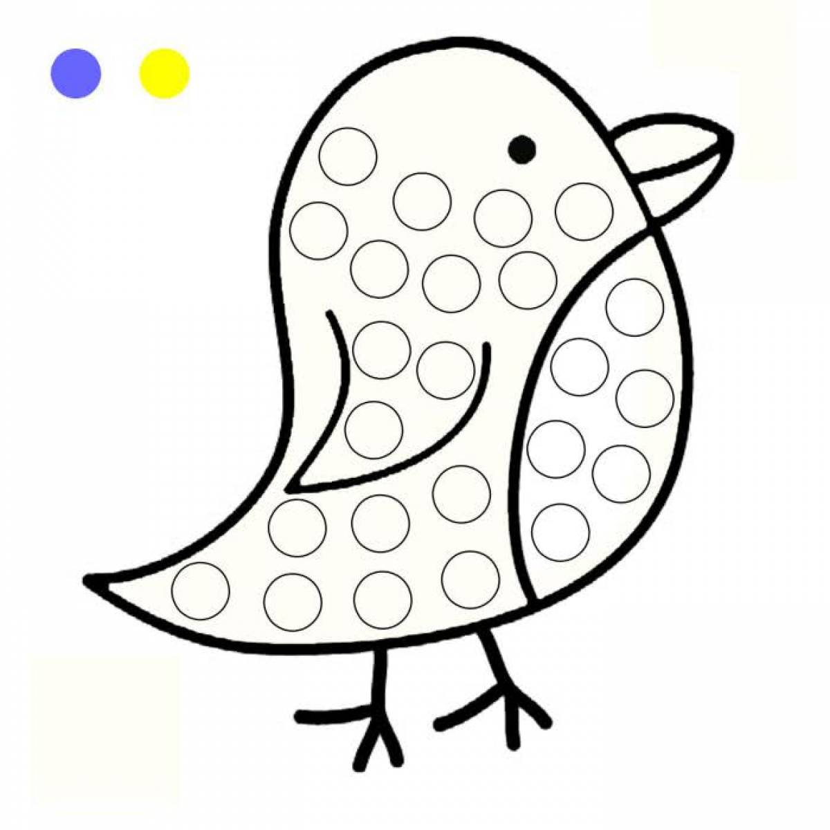 Раскраски для пальчиков птица