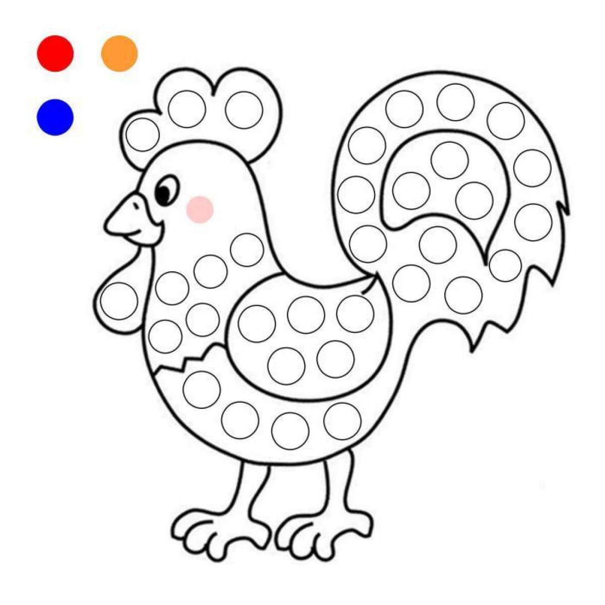 Coloring pages for fingers rooster