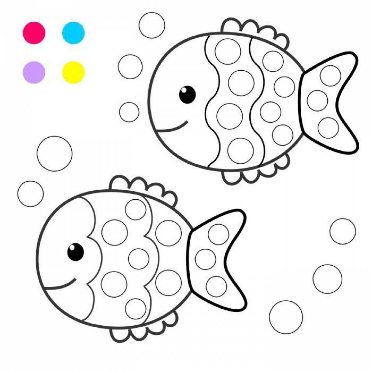 Раскраски для пальчиков рыбки