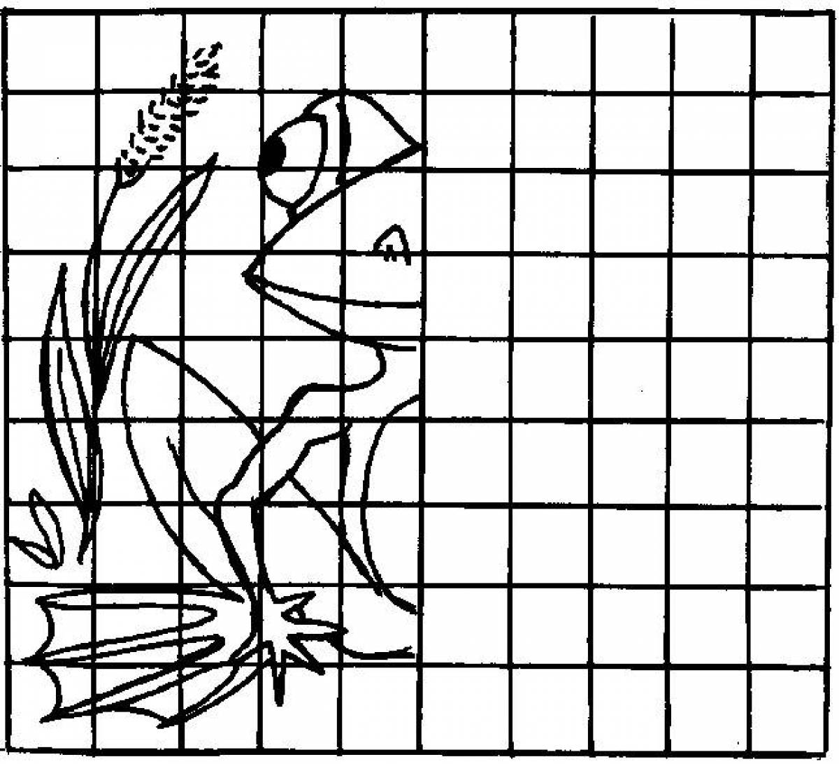 Дорисуй по клеточкам лыгушка