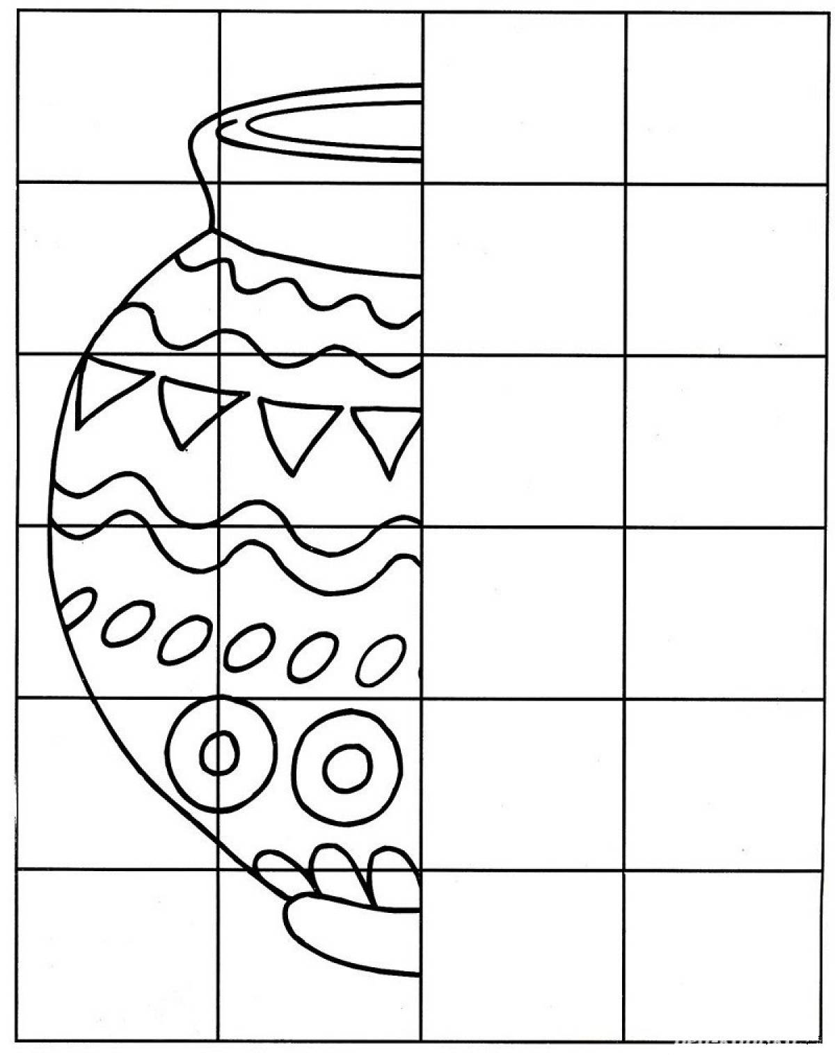 Дорисуй по клеточкам ваза