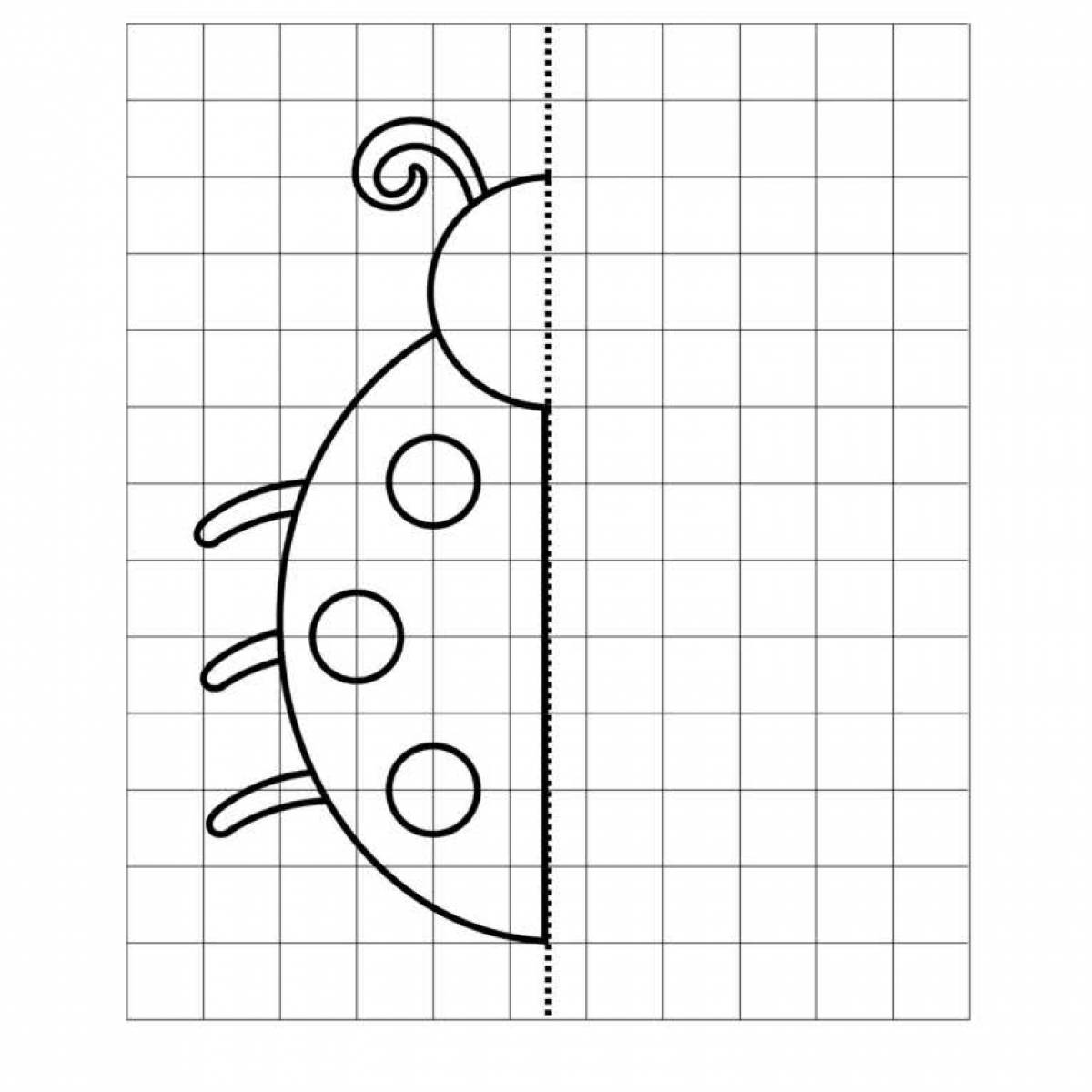 Draw the ladybug in the cells