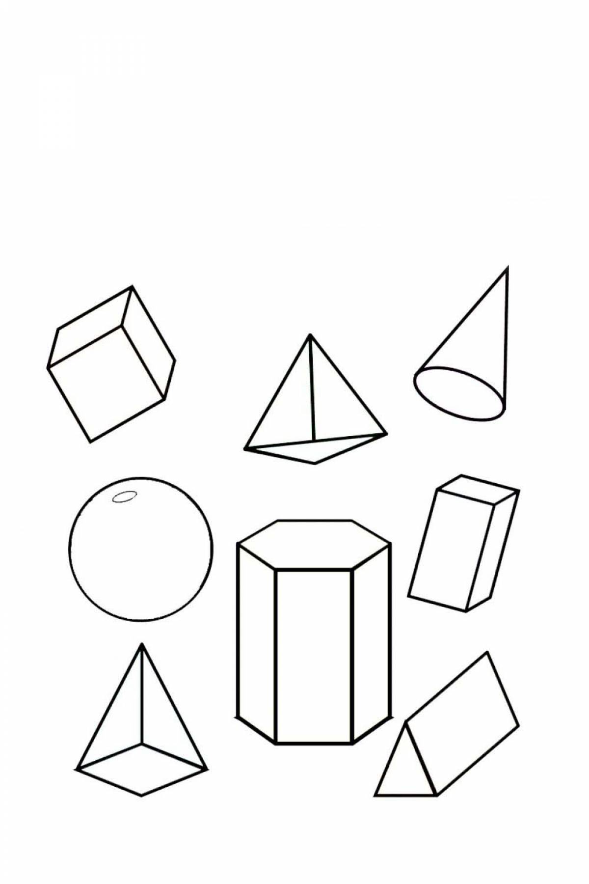 Coloring book volumetric geometric shapes
