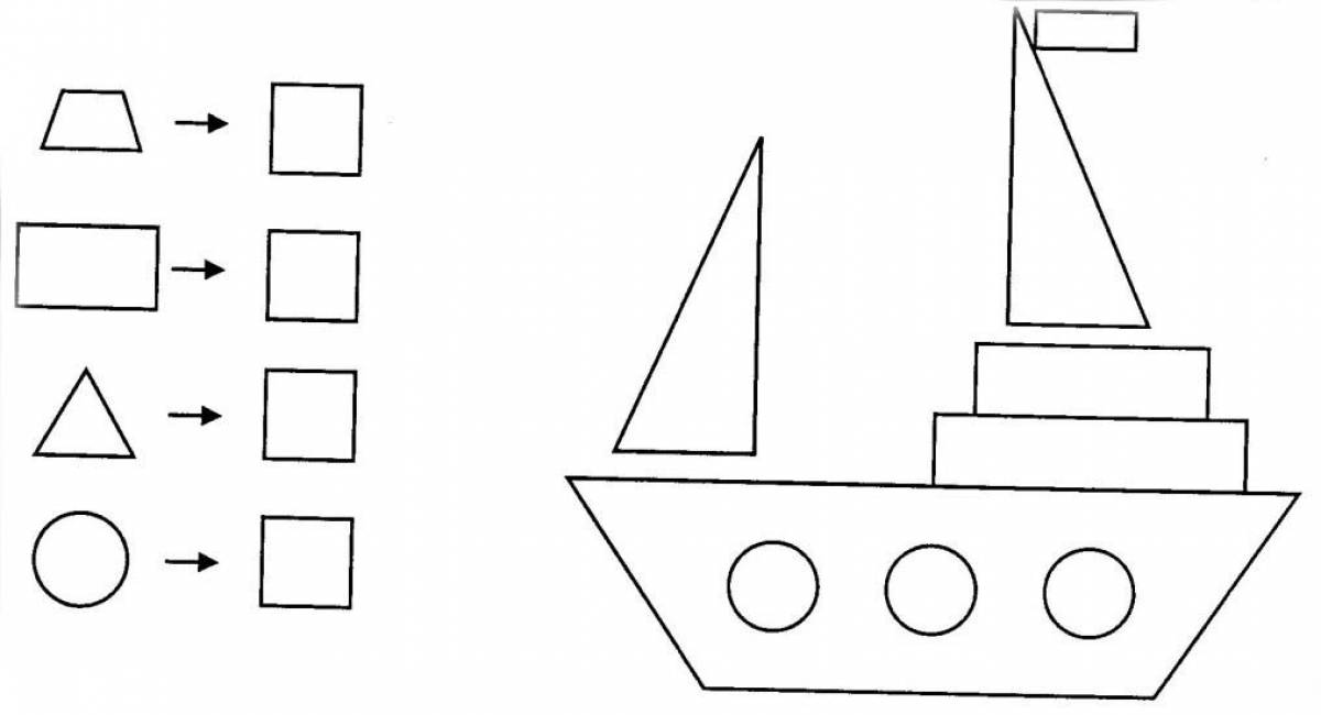 Ship made of geometric shapes