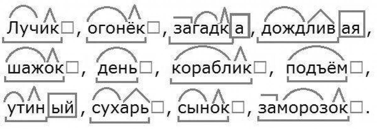 Выбери картинку с верным морфемным разбором слова. Разбор слова по составу 3 класс. Разбор слова по составу примеры 4. Разбор слова по составу примеры 3. Разобрать слова по составу примеры слов.