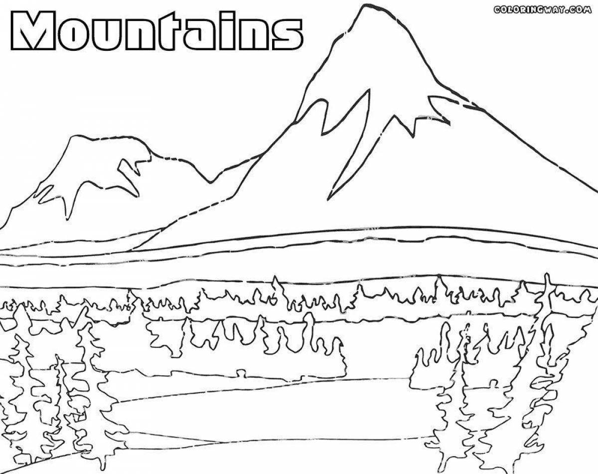 Распечатать горы. Раскраска горы. Горы карандашом для детей. Раскраска гор для детей. Эльбрус раскраска.