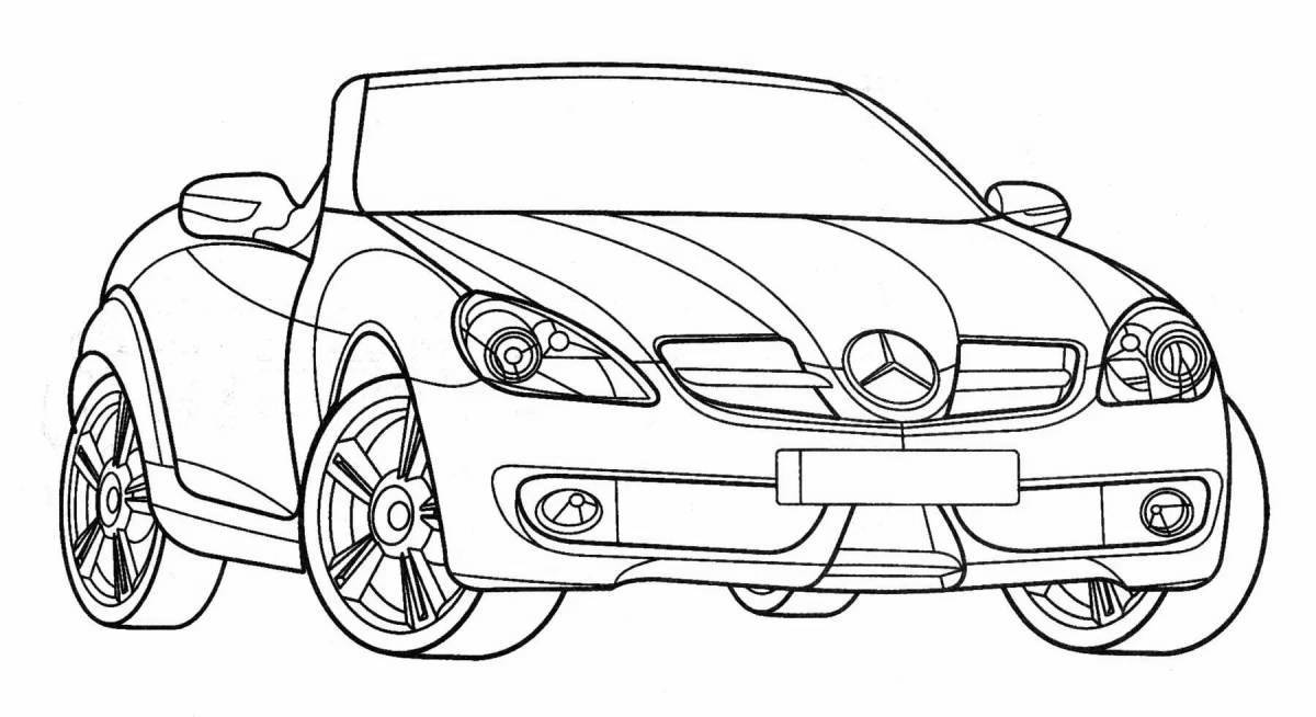 Coloring book luminous cars for boys 8 years old