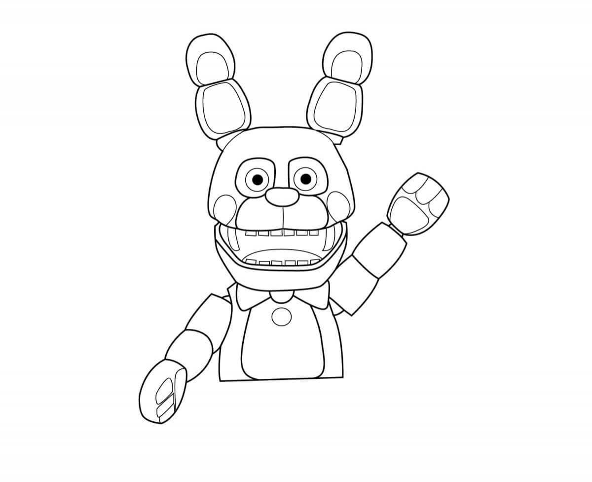 Coloring book glowing glam rock bonnie