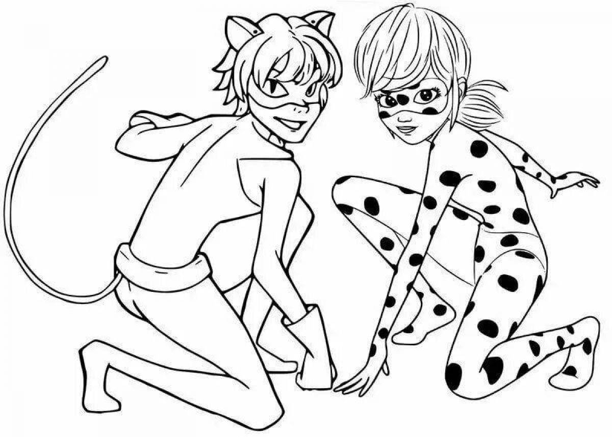 Attracting ladybug and super cat coloring book