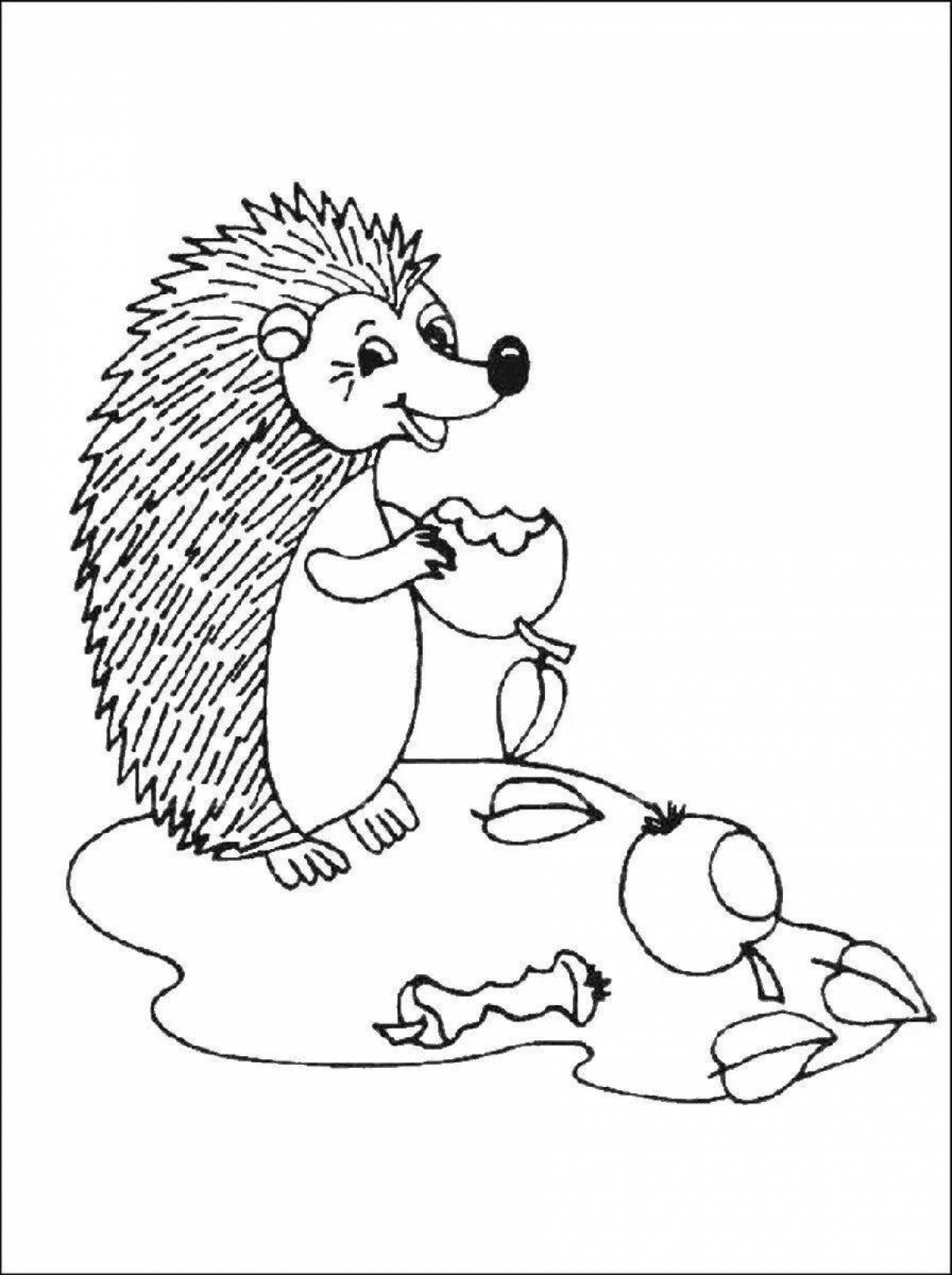 Glittering hedgehog coloring page