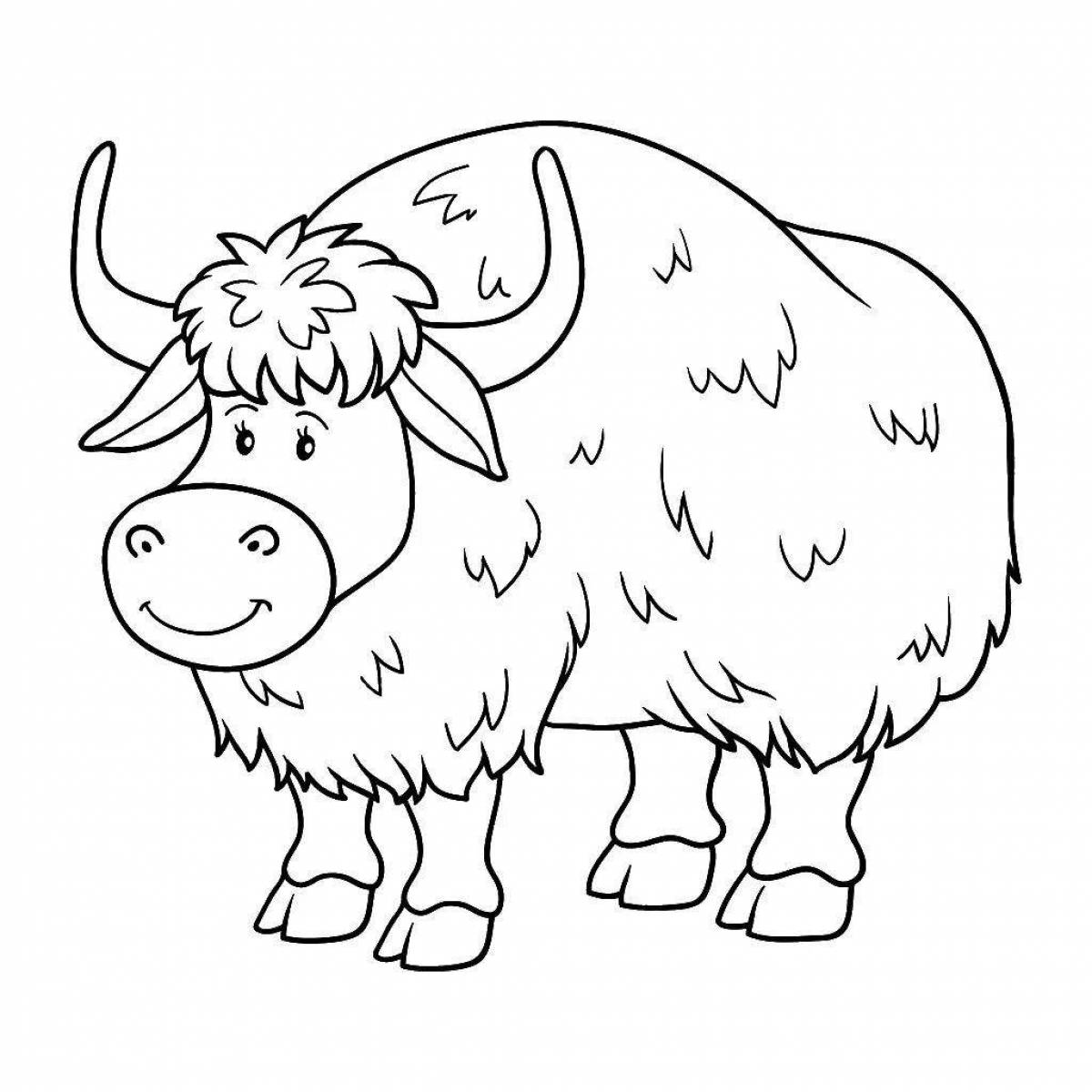 Photo Colorful yak coloring page