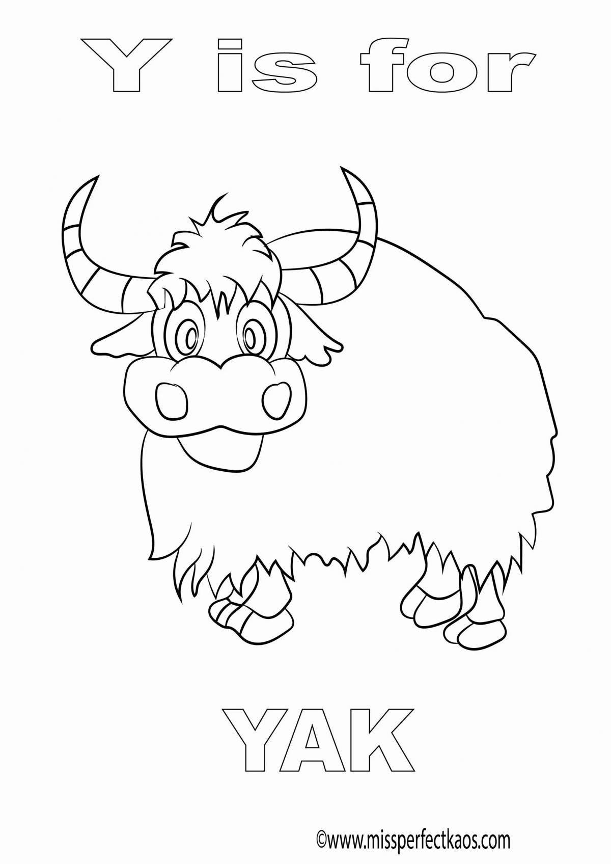 Bright yak coloring page