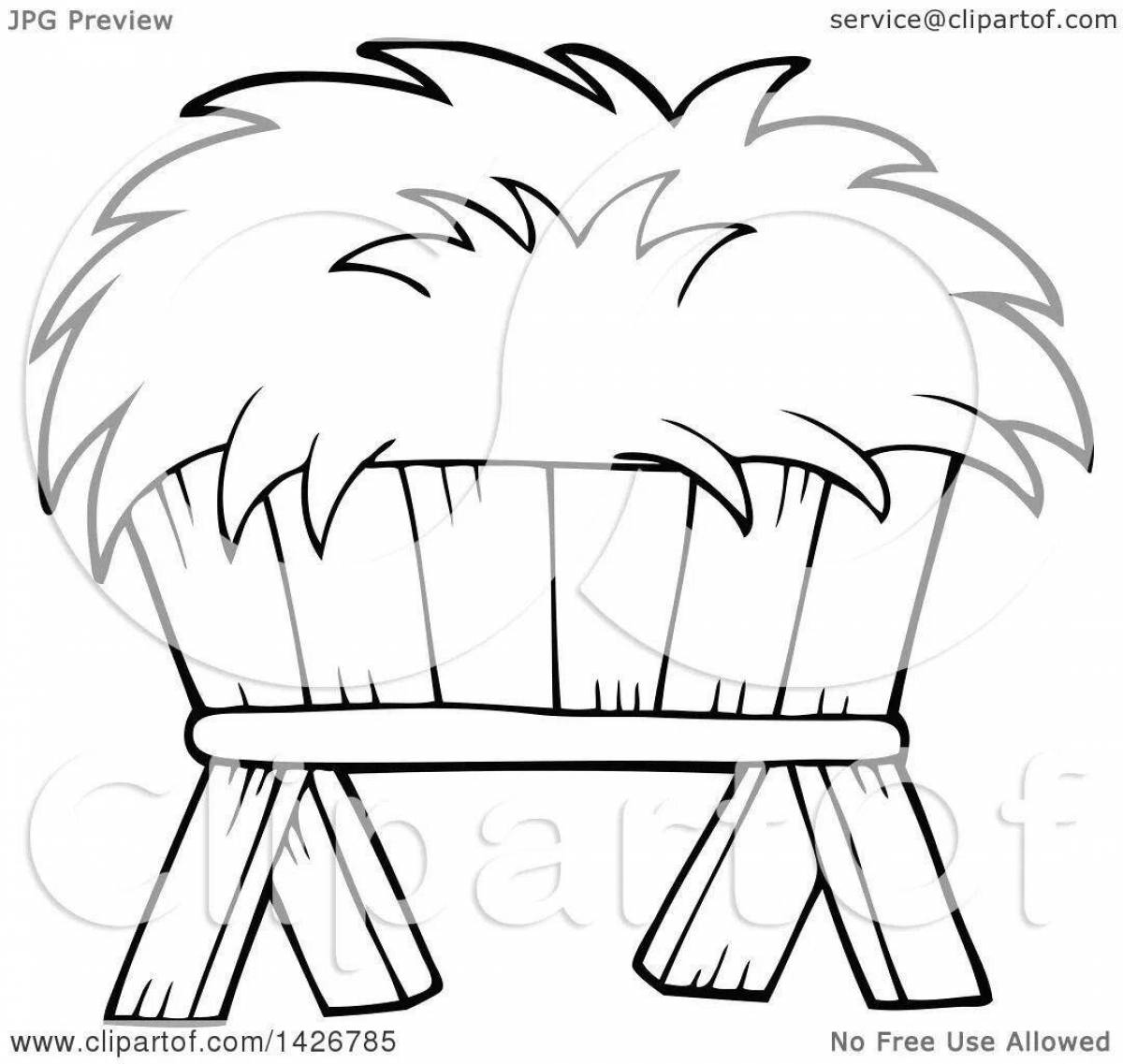 Hay fun coloring page