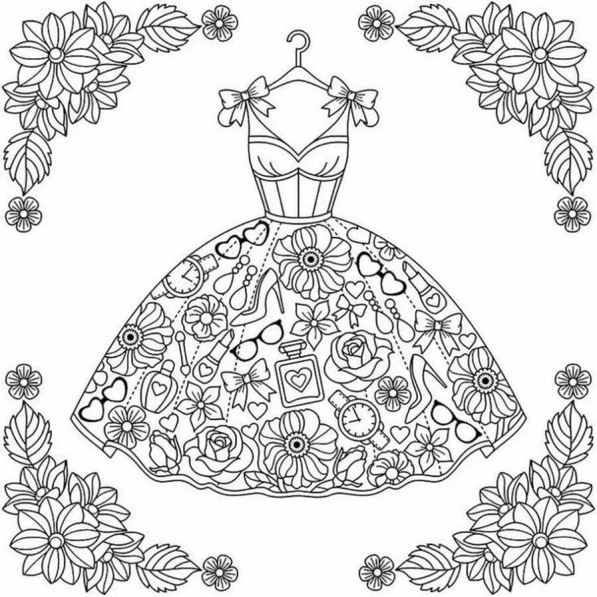 Coloring page with unique outfit