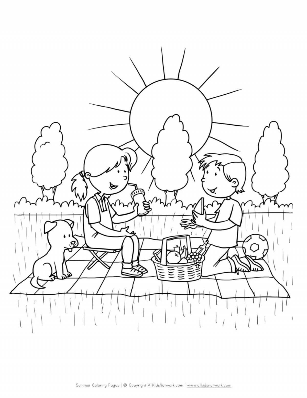 Sunny picnic coloring page