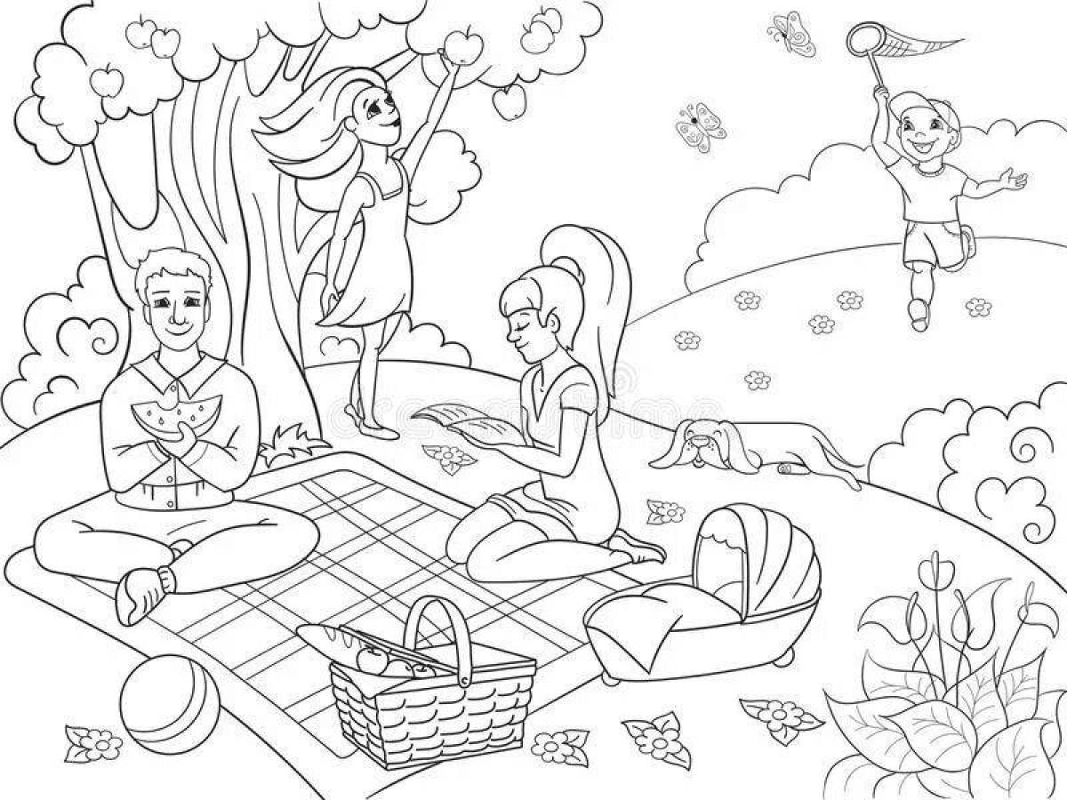 Exciting picnic coloring book