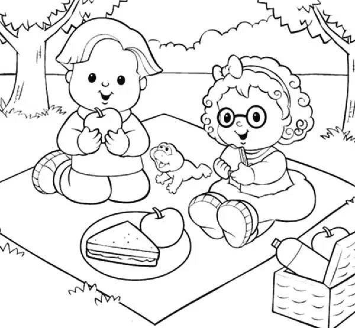 Crazy color picnic coloring page