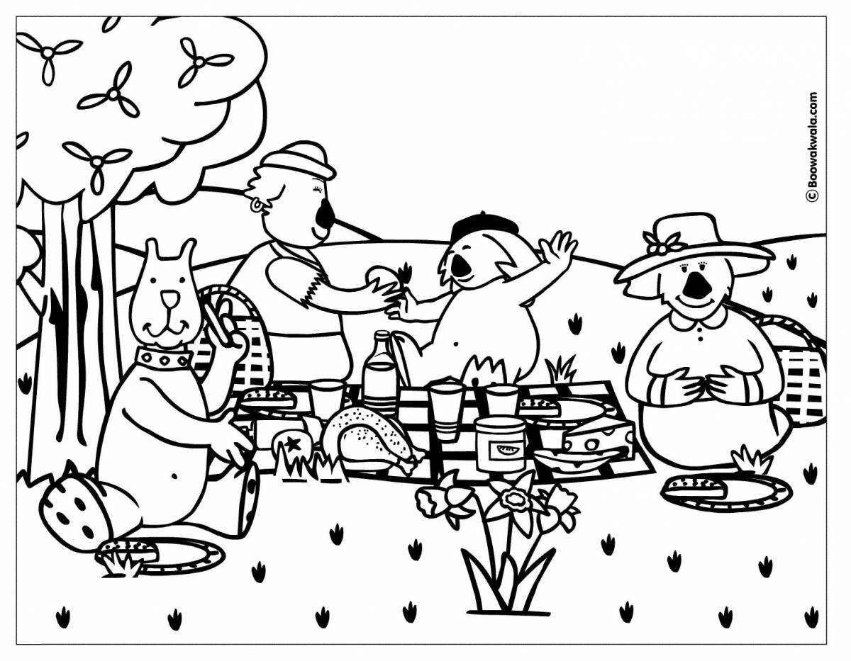 Delightful picnic coloring book