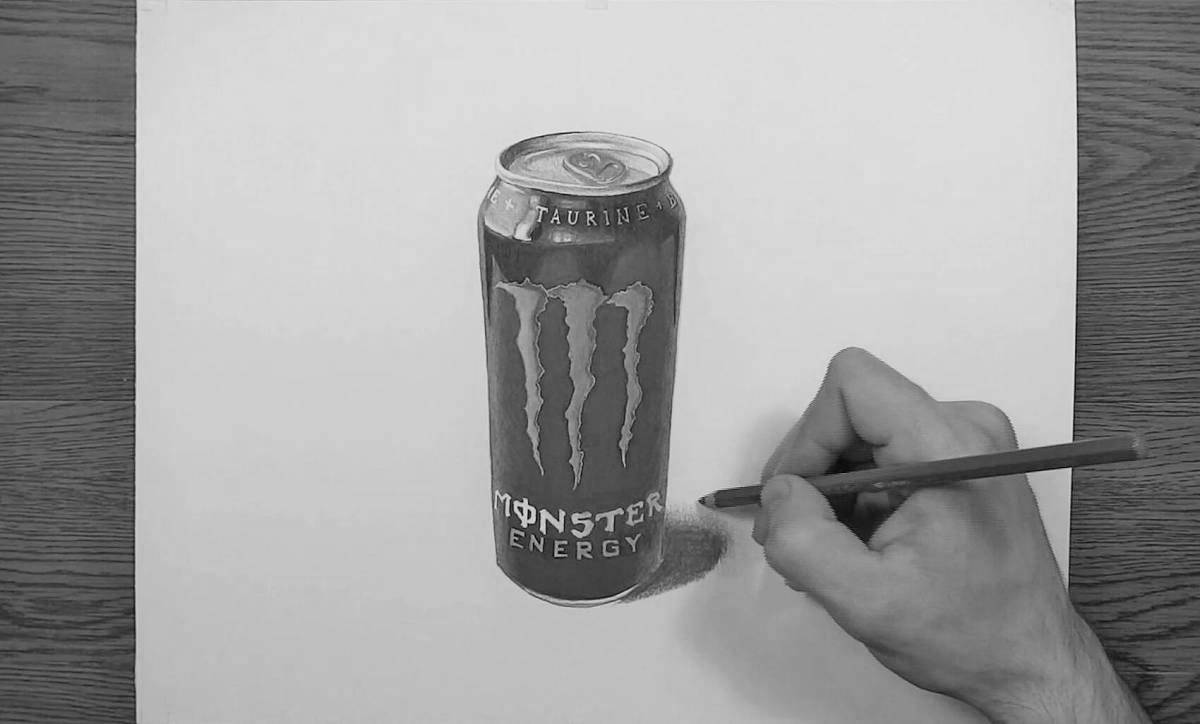 Coloring book fascinating energy drink