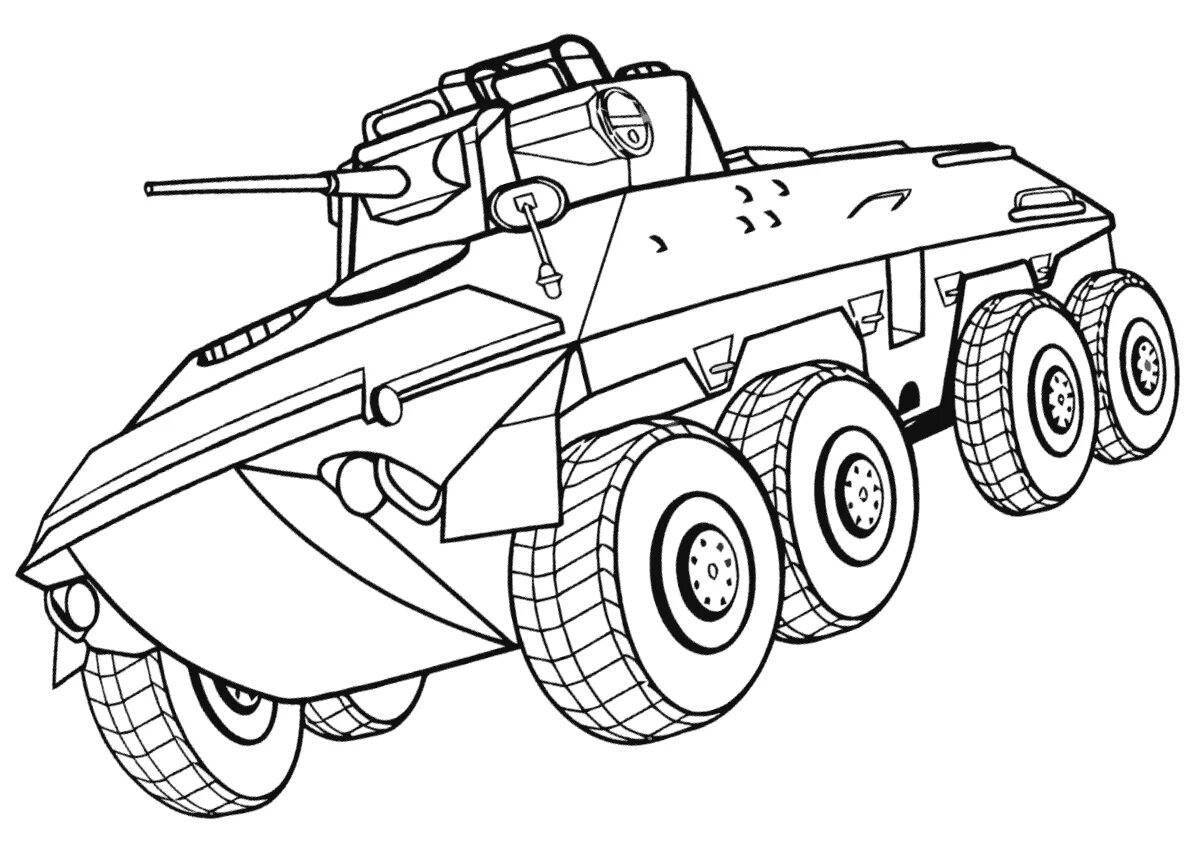Impressive armored personnel carrier coloring page