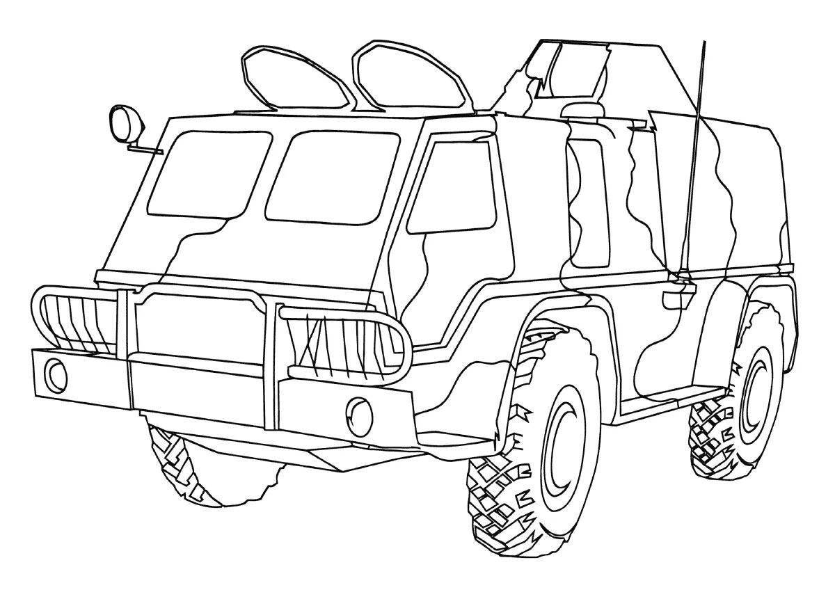 Radiant armored personnel carrier coloring page